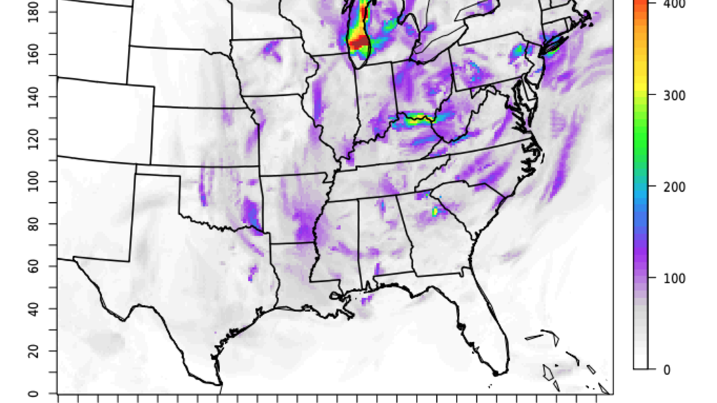 graphic of united states east coast heat levels