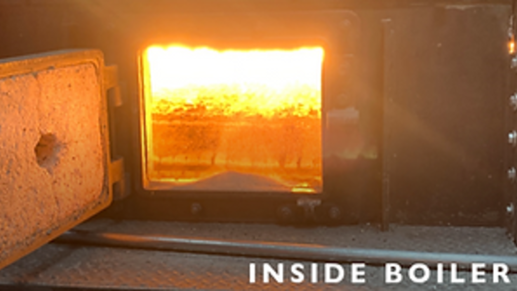 Flames inside an open boiler
